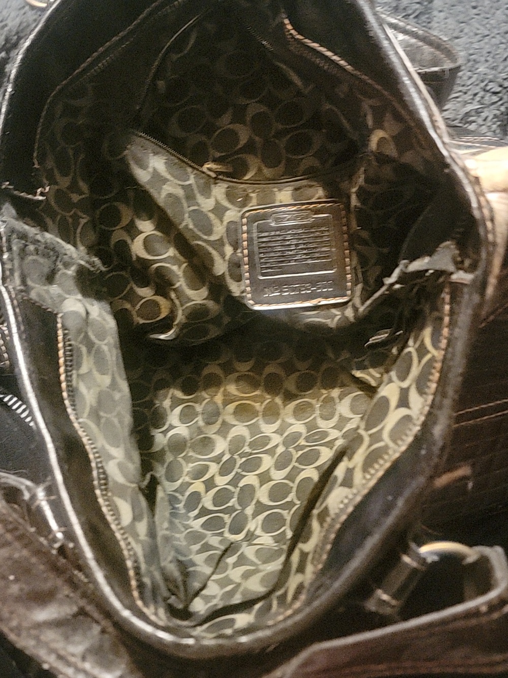 Coach Brown and Black Signature Patchwork Shoulder Bag - Picture 4 of 4